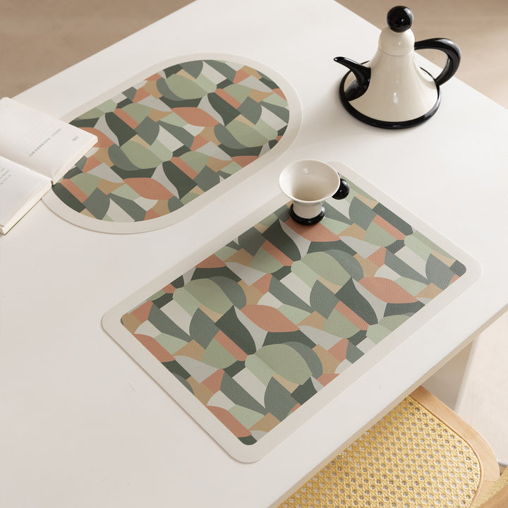 Abwischbare Retro-Tischsets aus Kunstleder mit geometrischem Muster Karnz