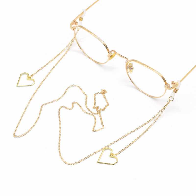 Herzförmige geometrische Eleganz Brillen Kette Karnz