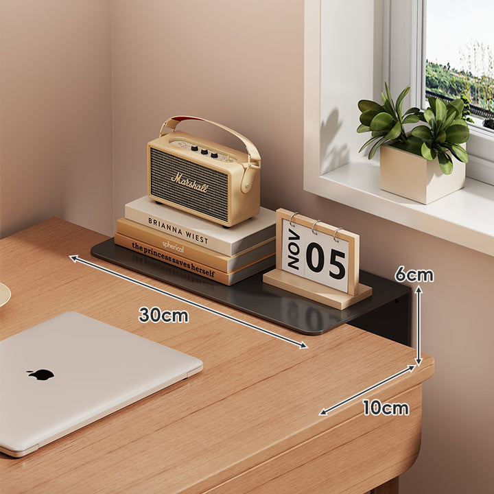 Slim schwebendes wandmontiertes Schreibtischregal Monitorerhöhung mit eleganter, gehärteter Glasoberfläche