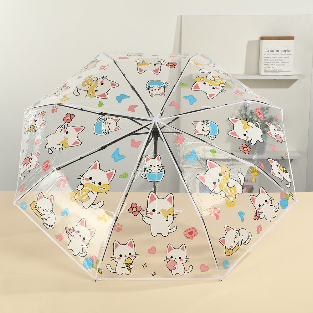 Damen transparente Reißverschluss-Mäppchen mit niedlichen Katzenmotiven Karnz