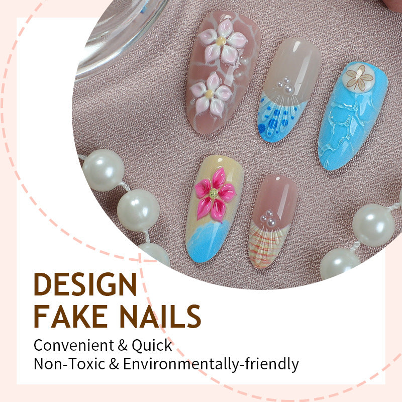 Elegantes Kunstnagelset mit floralen Details und Glitzerakzenten Karnz