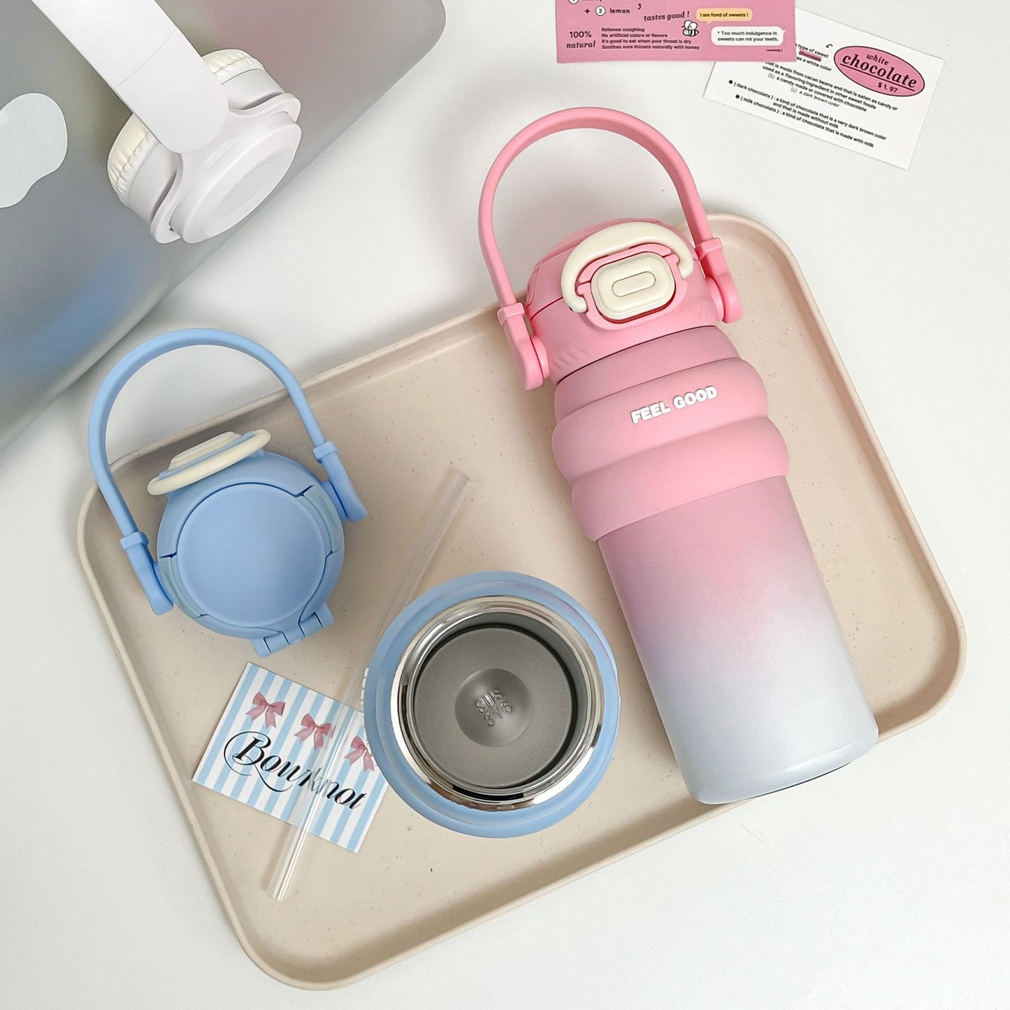 Damen Isolierte Trinkflasche mit ergonomischem Tragegriff und patentiertem Auslaufschutz Karnz