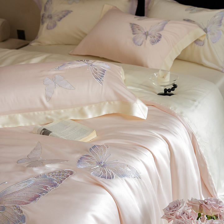 Besticktes Satin Bettbezug Set