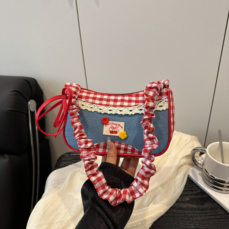 Retro Gingham Mini Umhängetasche Karnz