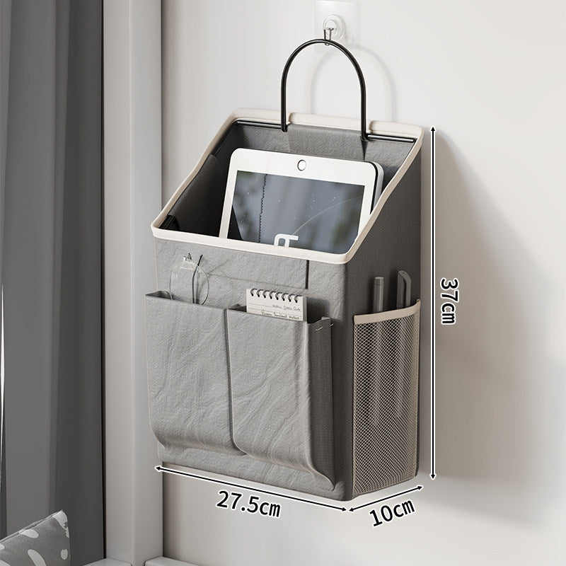 Wandmontierter Canvas-Taschenorganisator mit Mesh-Seitentasche und Metallhaken