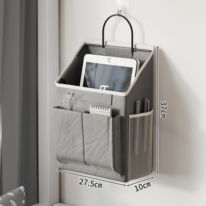 Wandmontierter Canvas-Taschenorganisator mit Mesh-Seitentasche und Metallhaken