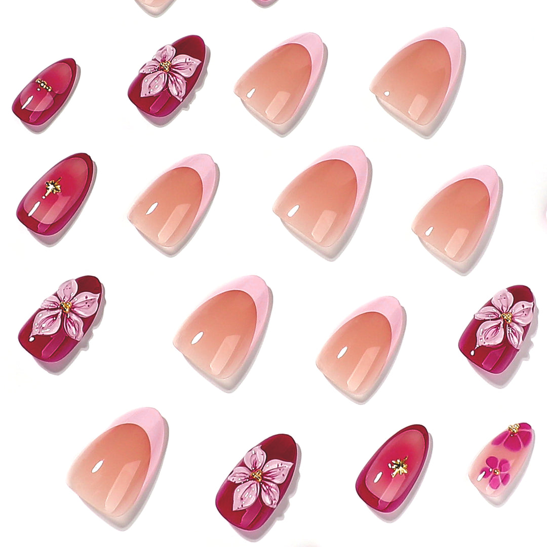 Künstliche Nagelkunst mit Blumendesign Karnz