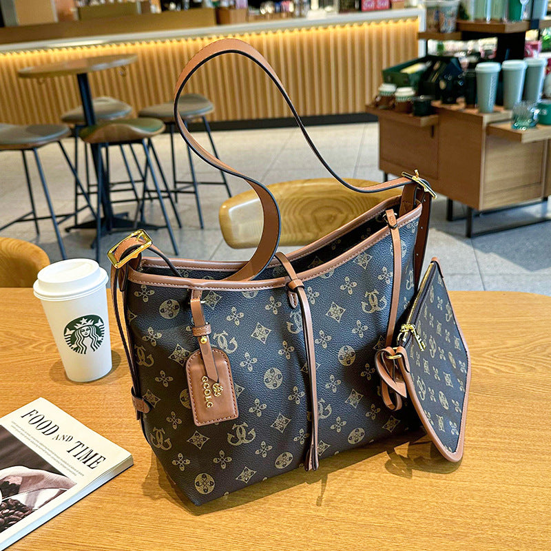 Modische Tote-Handtasche mit Reißverschluss und abnehmbarem Beutel