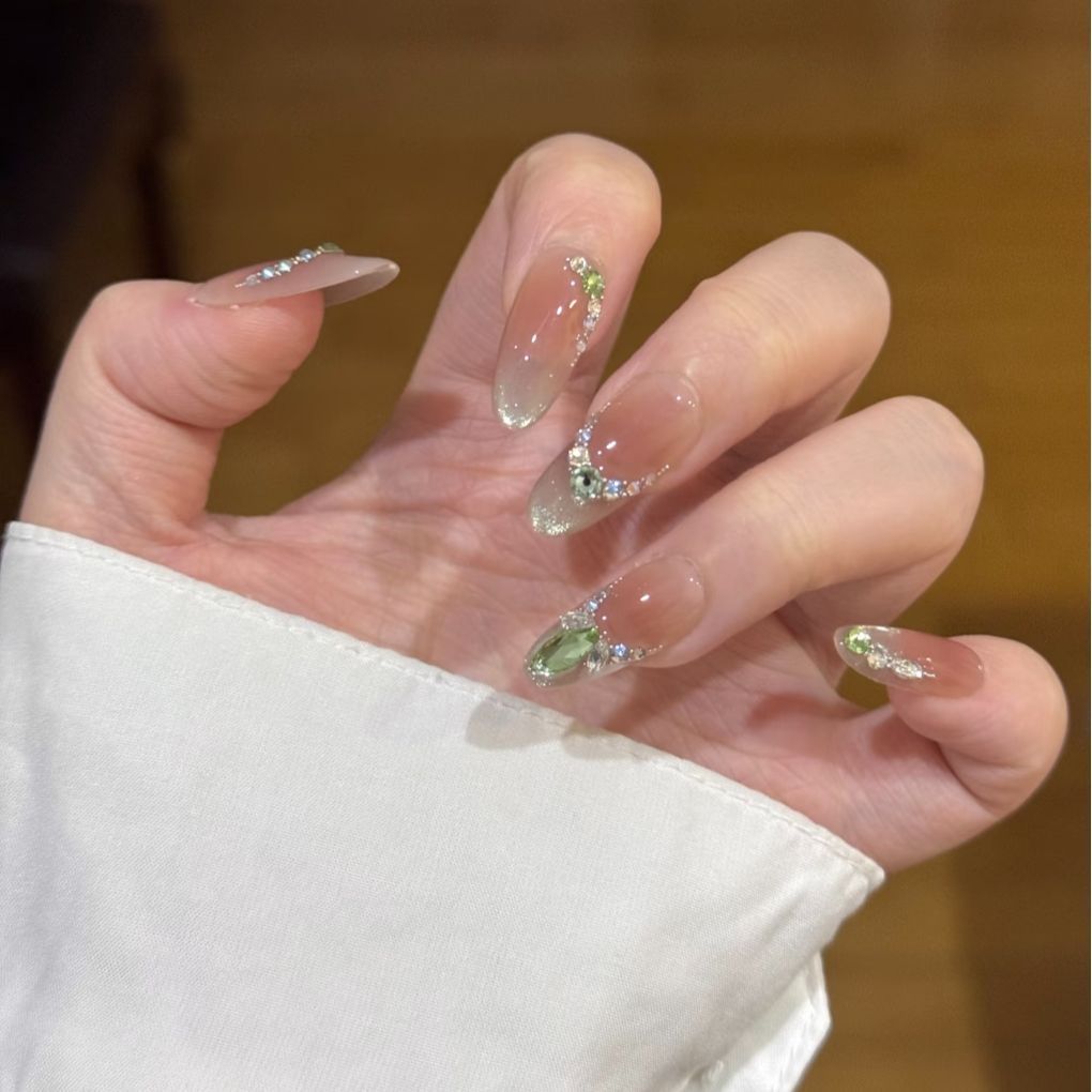 Elegante Strass Akzent Press-On Nagelverlängerungen