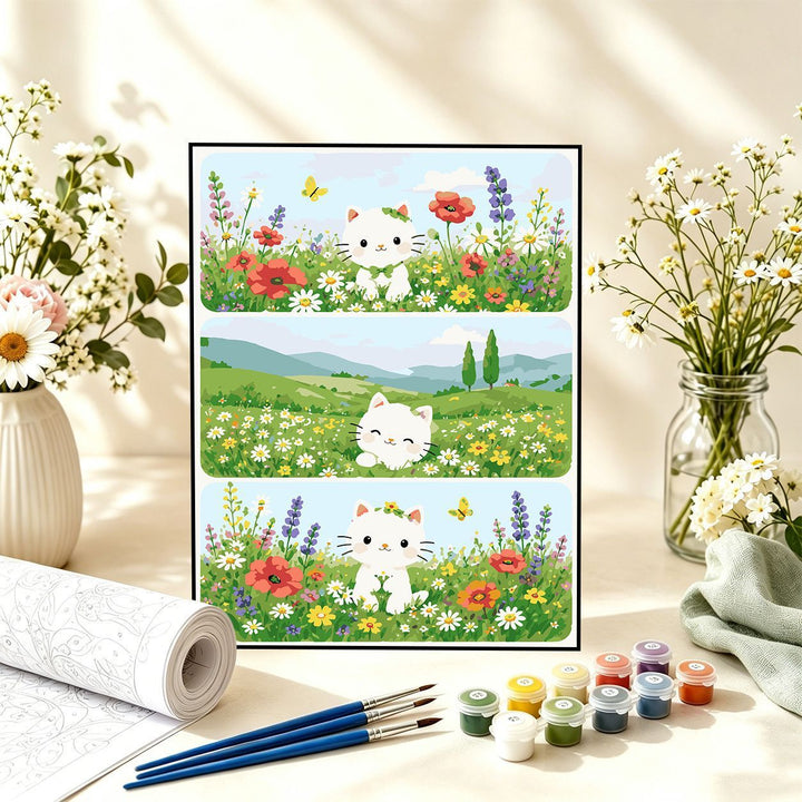 Verspieltes florales Katzenmalset Karnz