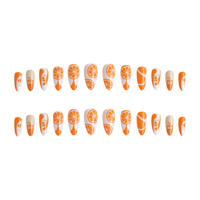 Kunstnagel-Set mit fruchtigem Orange-Design Karnz