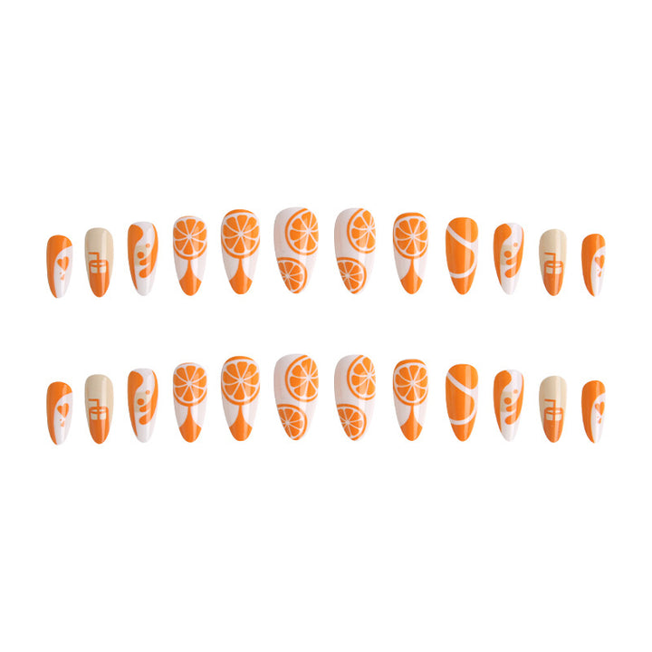 Kunstnagel-Set mit fruchtigem Orange-Design Karnz