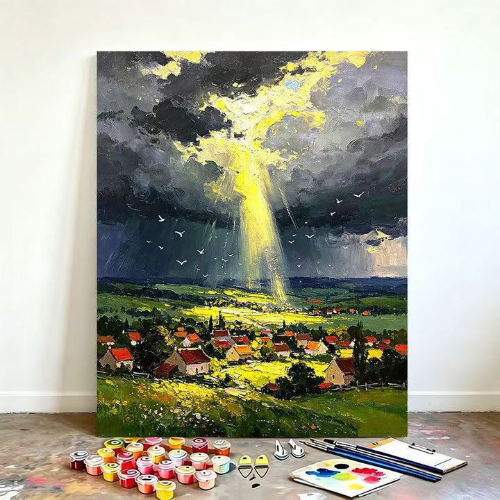Szenisches Regenbogenlandschaft Malen nach Zahlen Set Karnz