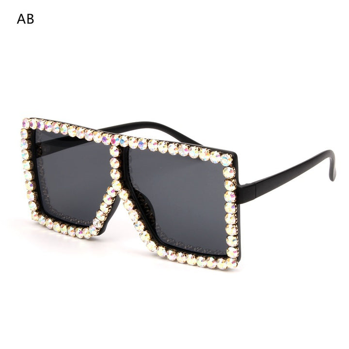 Damen oversized Sonnenbrille mit funkelndem Kristallrahmen Karnz