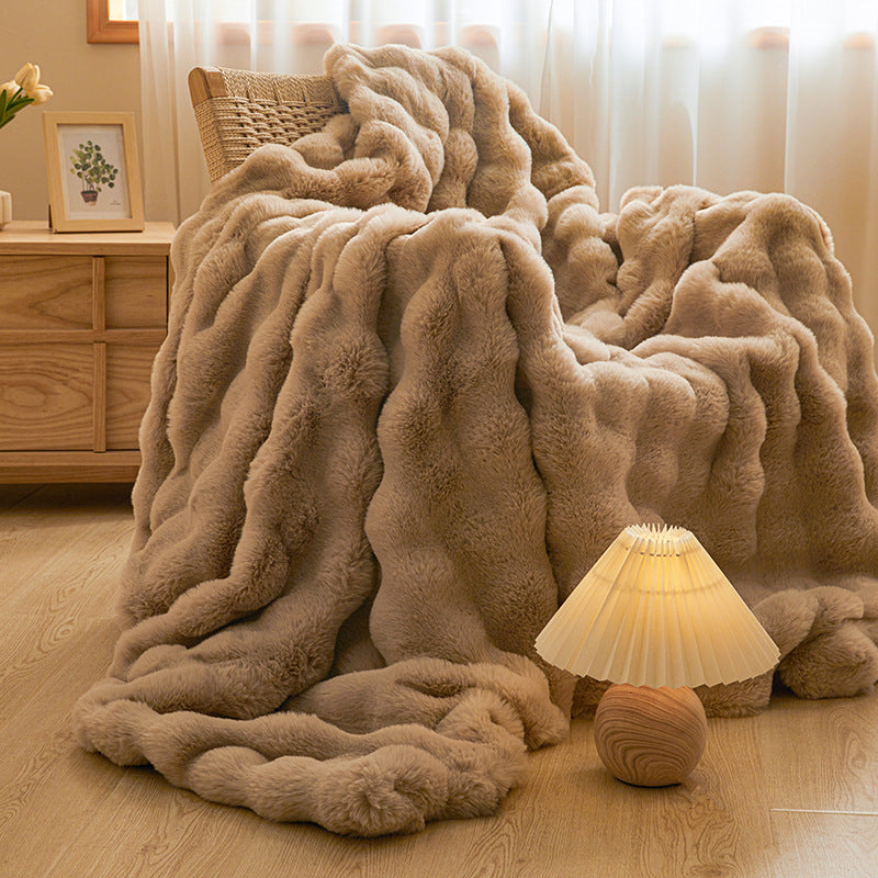 Übergroße luxuriöse Kunstfell-Decke mit tiefem, plüschigem Flor für Sofa und Bett