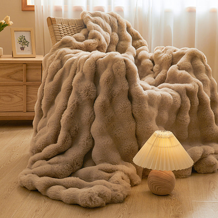 Übergroße luxuriöse Kunstfell-Decke mit tiefem, plüschigem Flor für Sofa und Bett