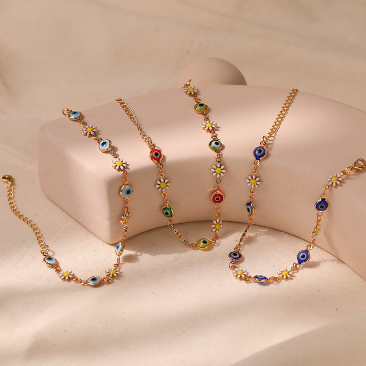 Floral Evil Eye Charm Fußkette Karnz