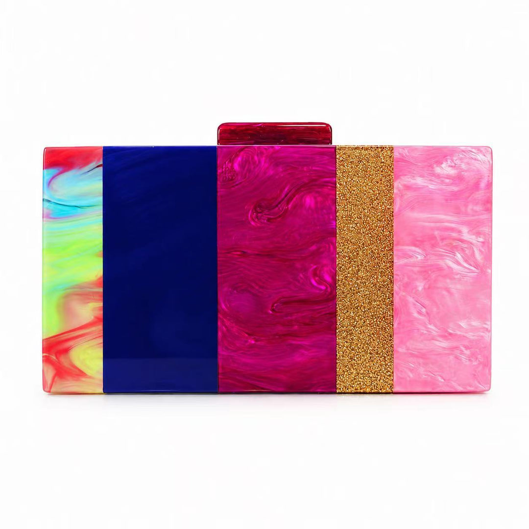 Farbenfrohe geometrische Acryl-Clutch
