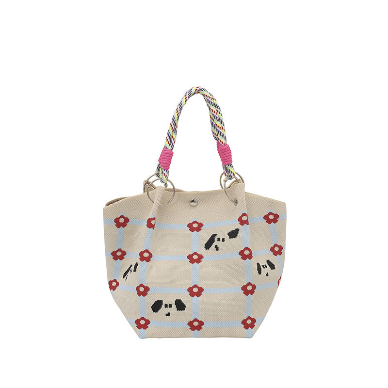WoFloral Print Texturiertes Handtasche Karnz