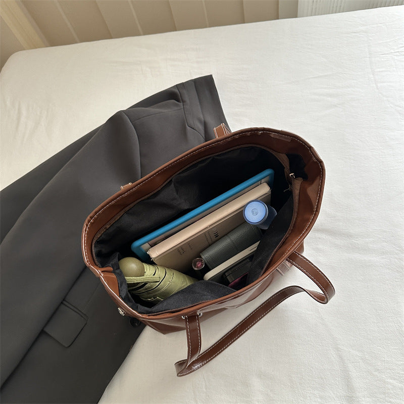 Klassische Strukturierte Leder Tote Bag