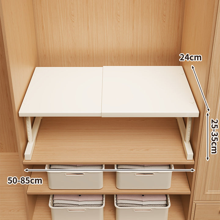 Erweiterbare Klappkleiderschrank-Regalplatte mit teleskopischer Unterstützung