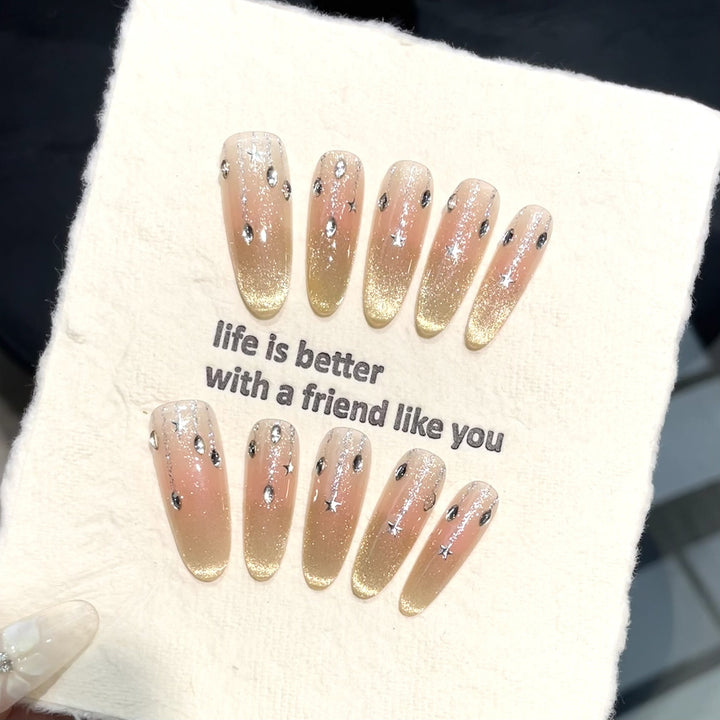 Glitzerndes Press-On Nagelkunst-Set mit Strassakzenten