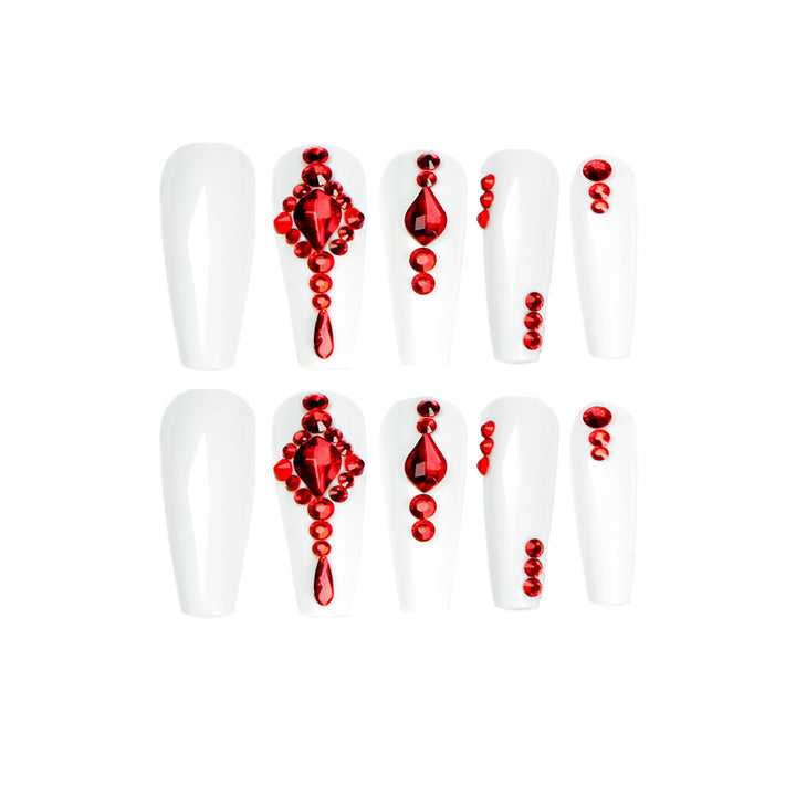Dekorativer Strass-besetzter Press-On-Nagelset