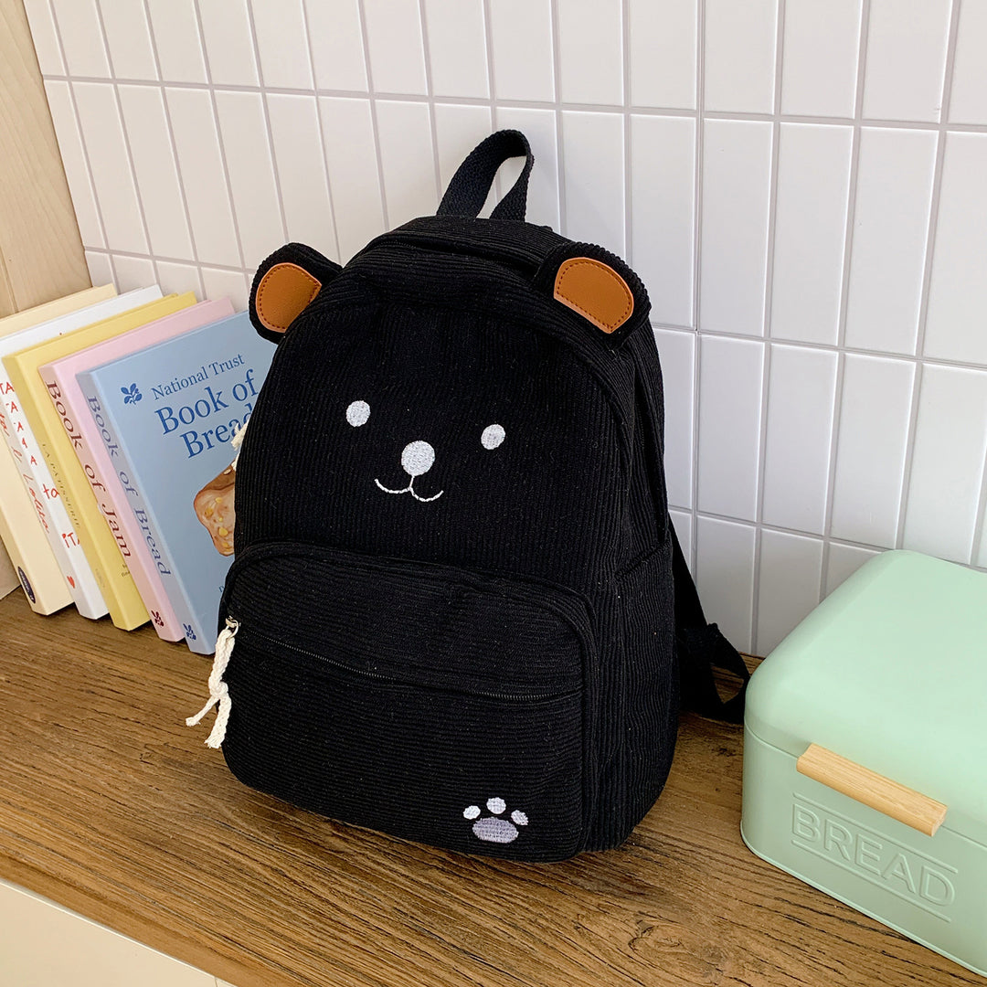 Niedlicher Bären-Themen Corduroy Rucksack