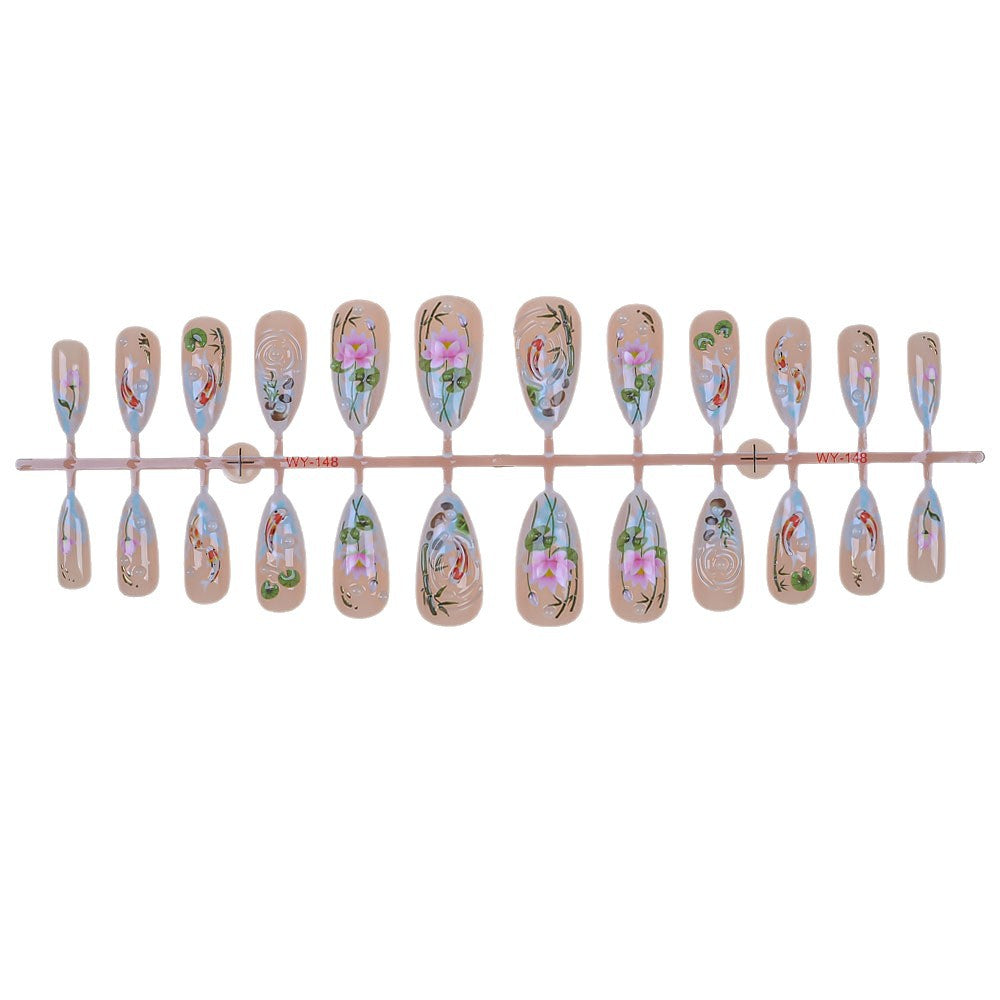 Künstlerisches Floral Press-On Nagelset Karnz