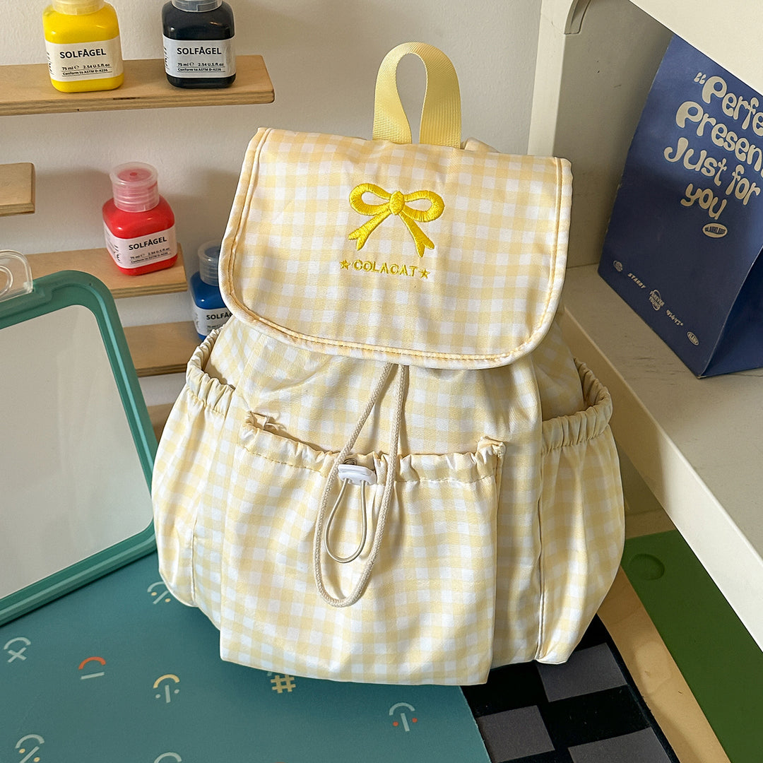 Süßer Karomuster-Zugbeutel Rucksack Karnz