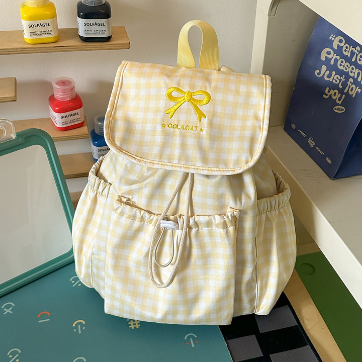Süßer Karomuster-Zugbeutel Rucksack Karnz
