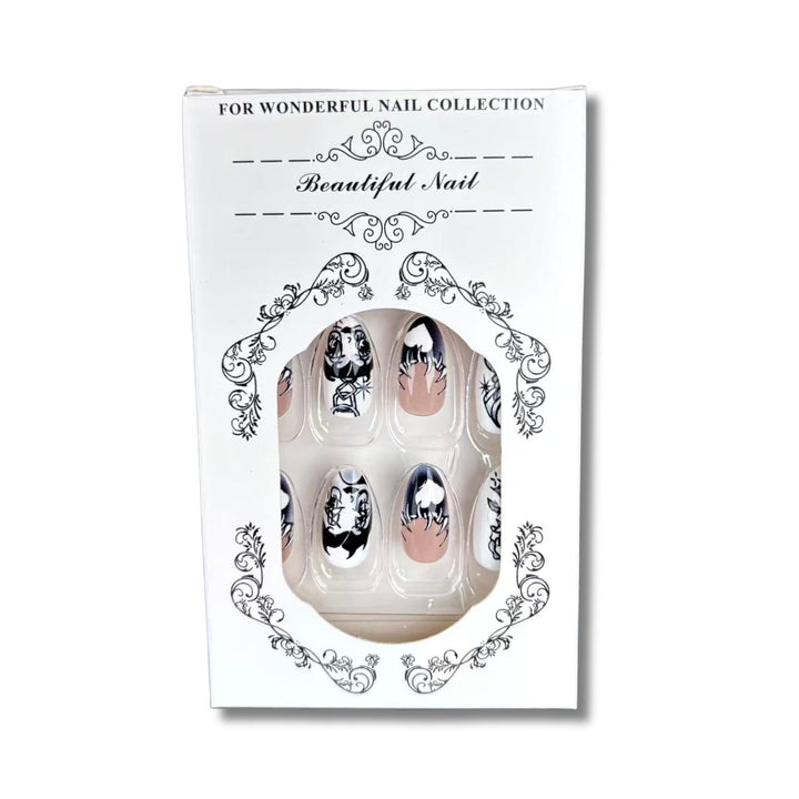 Künstlerisches Press-on Nagelkunst-Set mit einzigartigen grafischen Designs