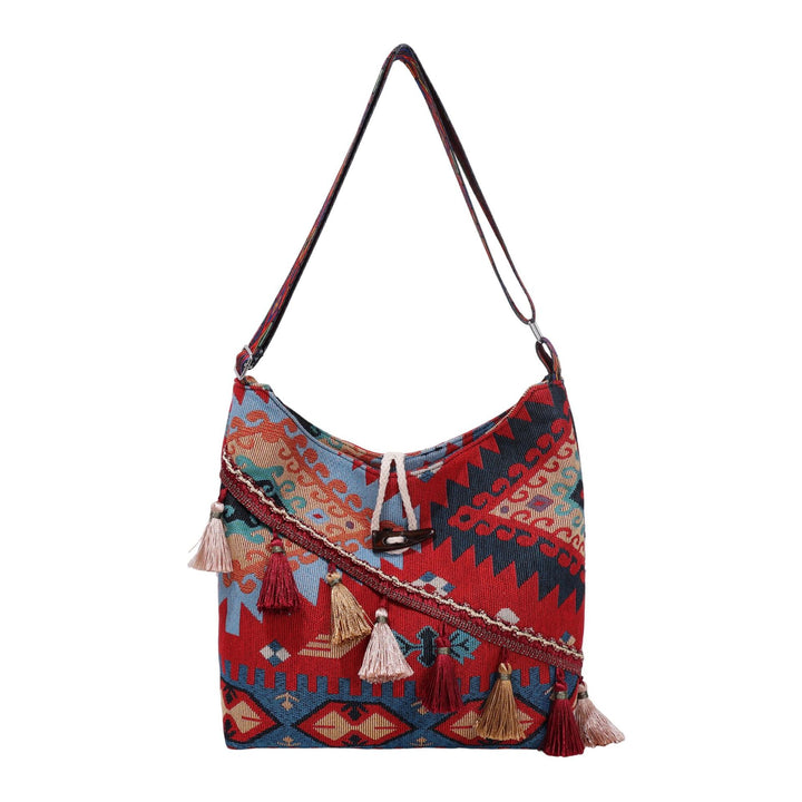 WoEthnic Gemusterte Klapp-Hobo-Tasche Karnz
