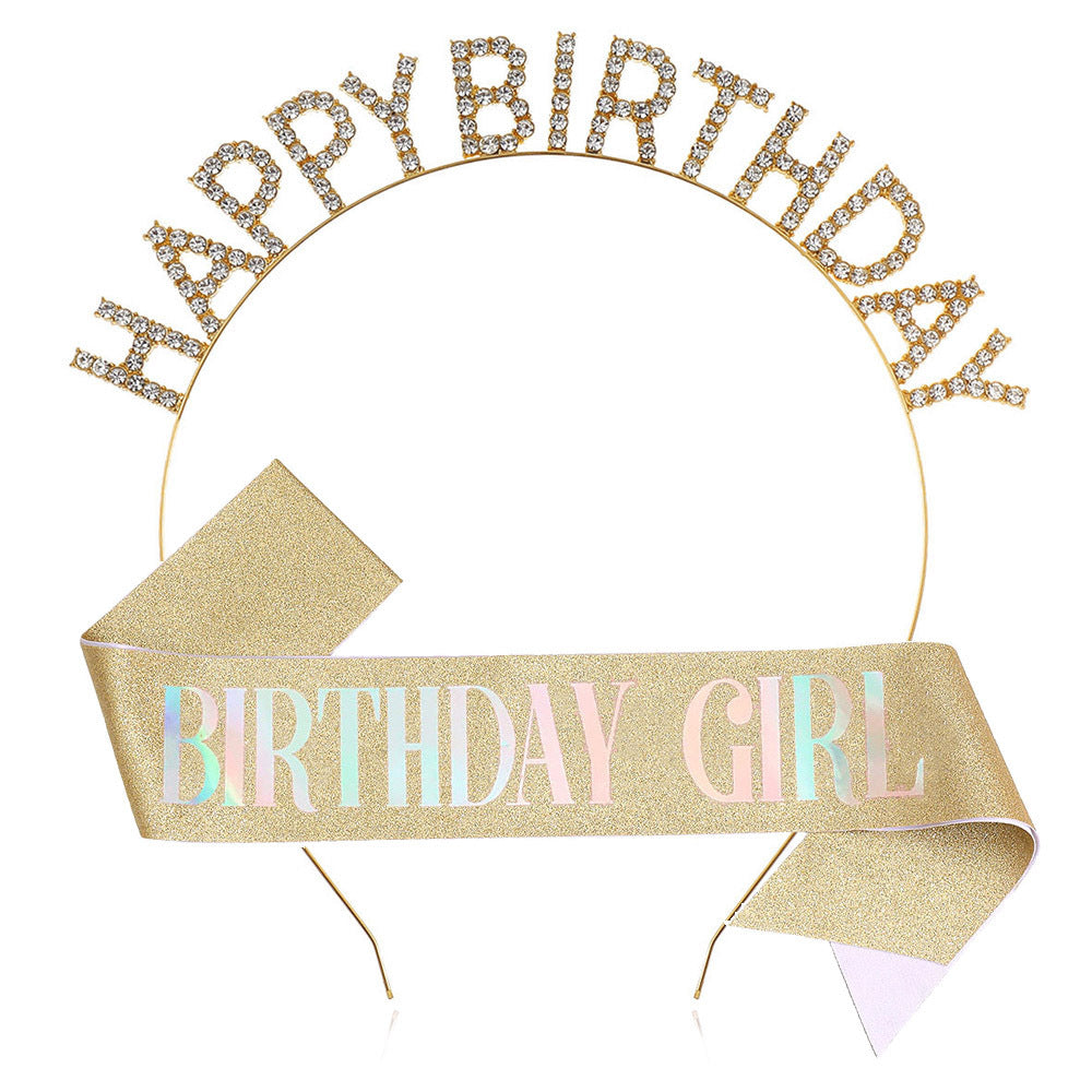 Damen Glitzernder Haarreif mit "Happy Birthday"-Aufschrift Karnz