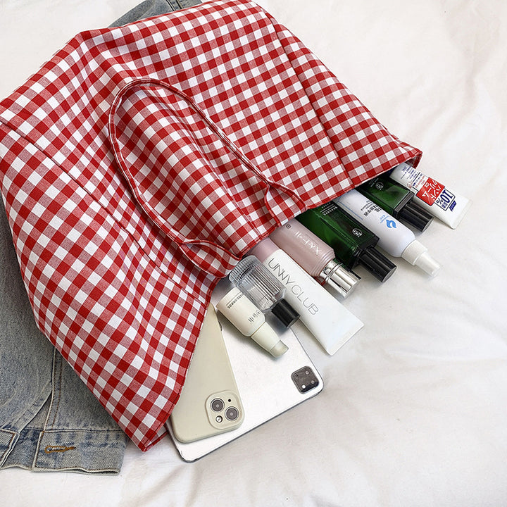 Stylische Gingham-muster Strandtasche