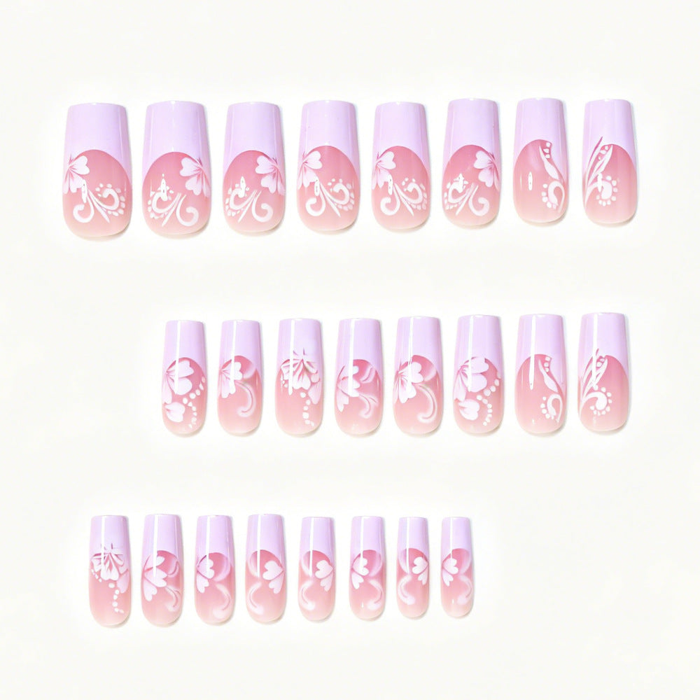 Florales Akzent Press-On Nagelkunst-Set Karnz