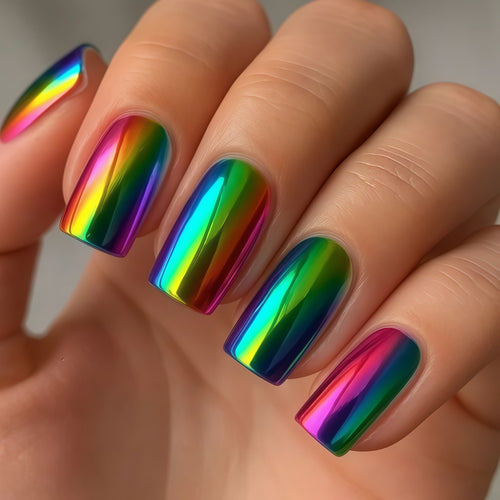 Bunte Kunstnägel im Regenbogen Design Karnz