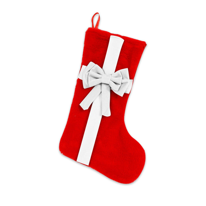 Luxuriöse Plüsch-Weihnachtsstrumpf mit Schleife