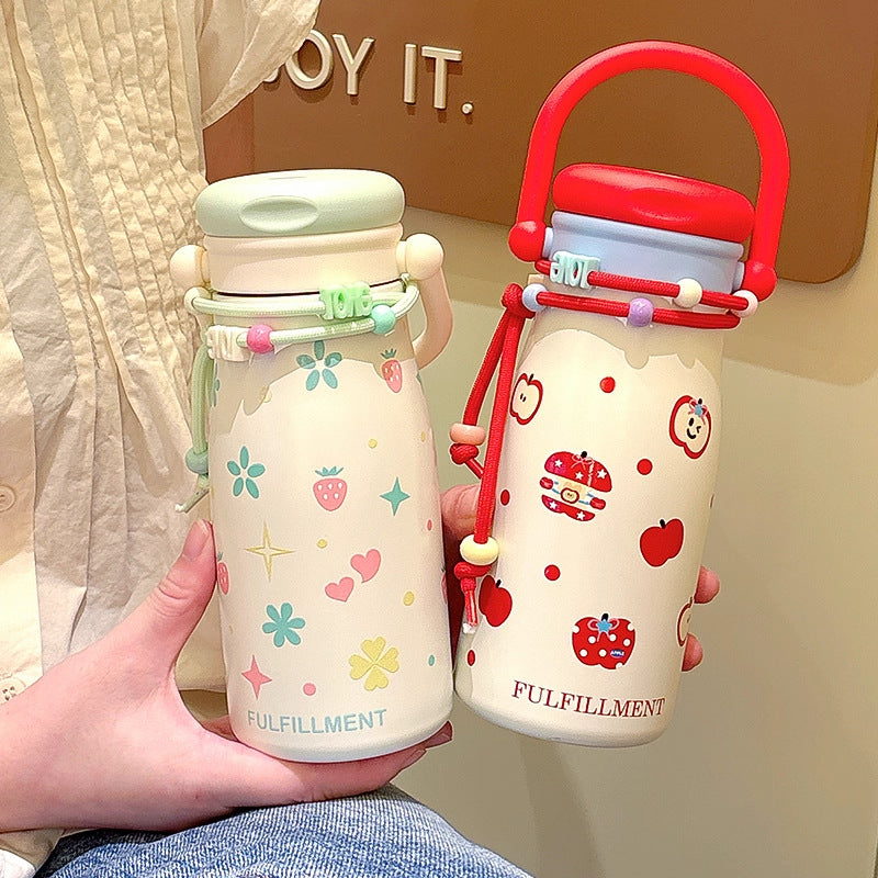 Damen kreative Trinkflasche mit lustigem Design und praktischer Schnur Karnz