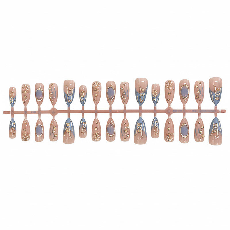 Künstlerisches Metallic Press-On Nagelset Karnz