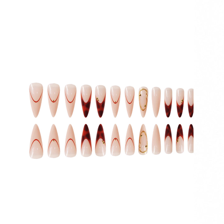 Stiletto Press-On Nagelkunst Set mit eleganten goldenen Akzenten Karnz