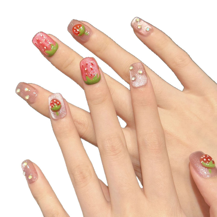 Erdbeer-Themen-Nagelkunst-Set