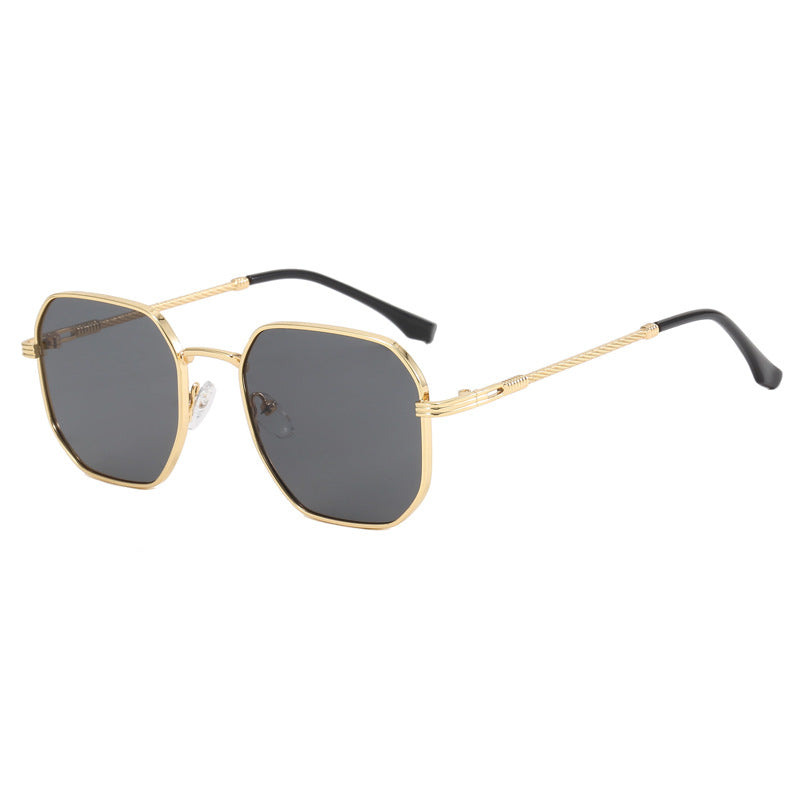 Damen extravagante geometrische Sonnenbrille mit markantem Metallrahmen Karnz