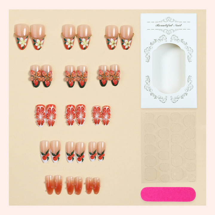 Blumenmotiv Press-On Nagelset Karnz