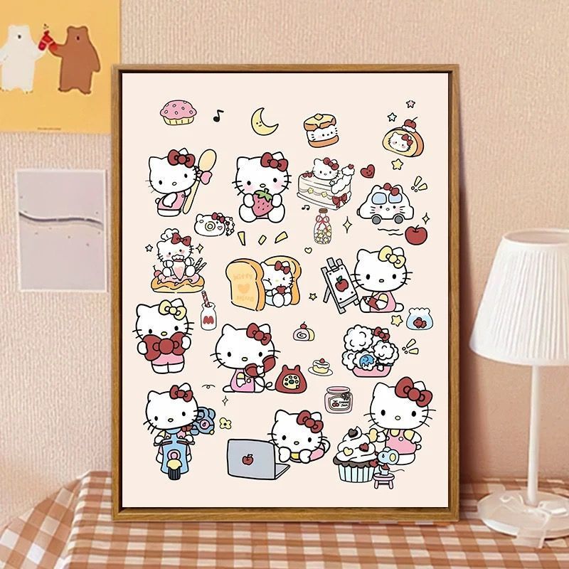Hello Kitty-inspirierte Cartoon-Wandkunst Druck Karnz