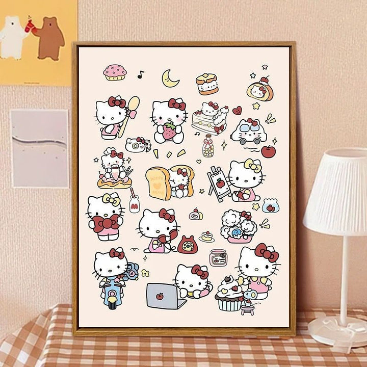 Hello Kitty-inspirierte Cartoon-Wandkunst Druck Karnz