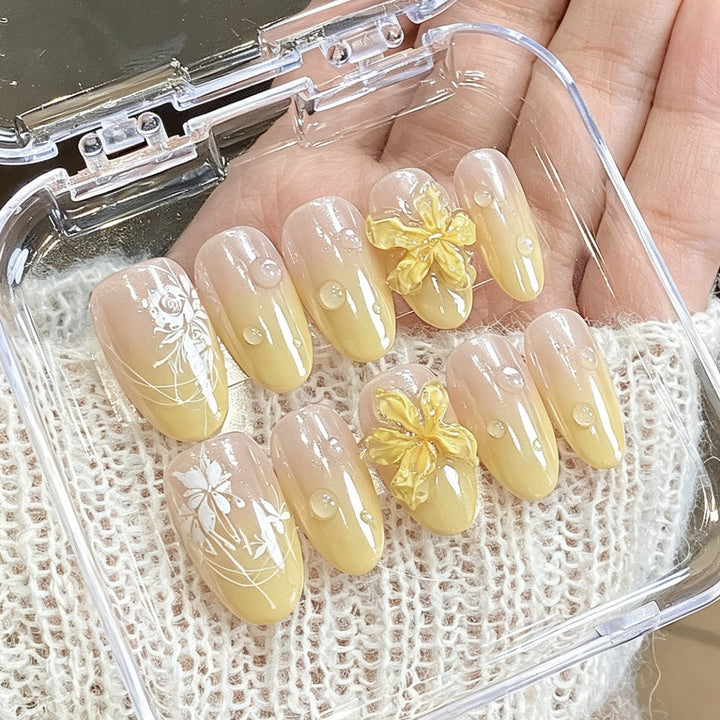 Premium floral-prägte Druck-Nagelset