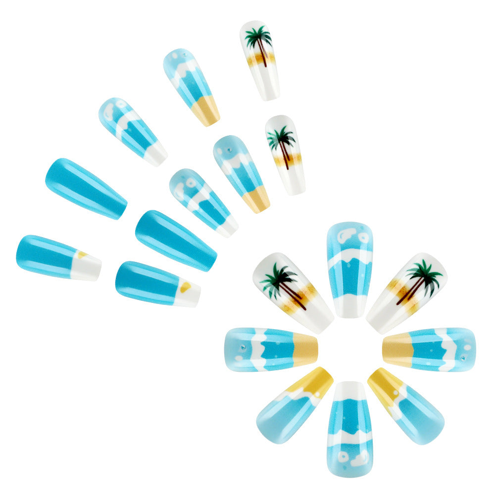 Tropisches Strand-Themen Press-On Nagelset Karnz