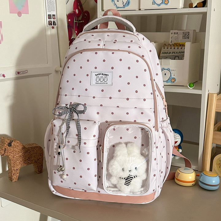 Verspielter Gepunkteter Rucksack mit Transparentem Fenster Karnz