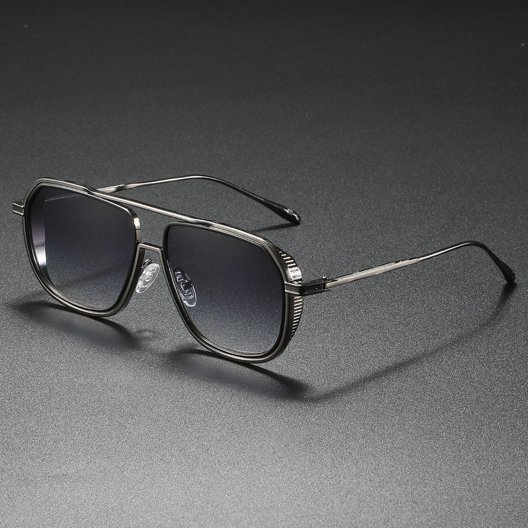 Damen Elegante Sonnenbrille mit kantigem Metallrahmen Karnz